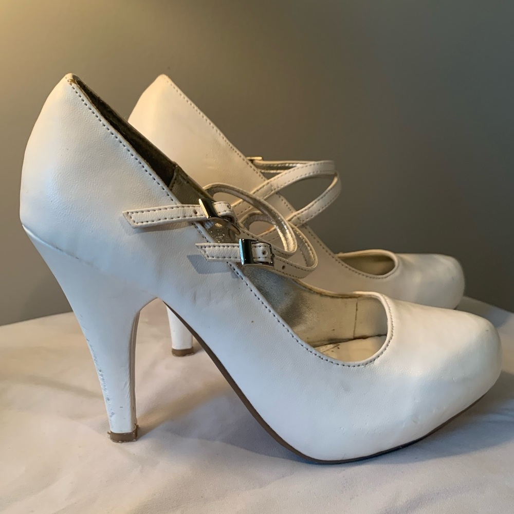 Bamboo white heels